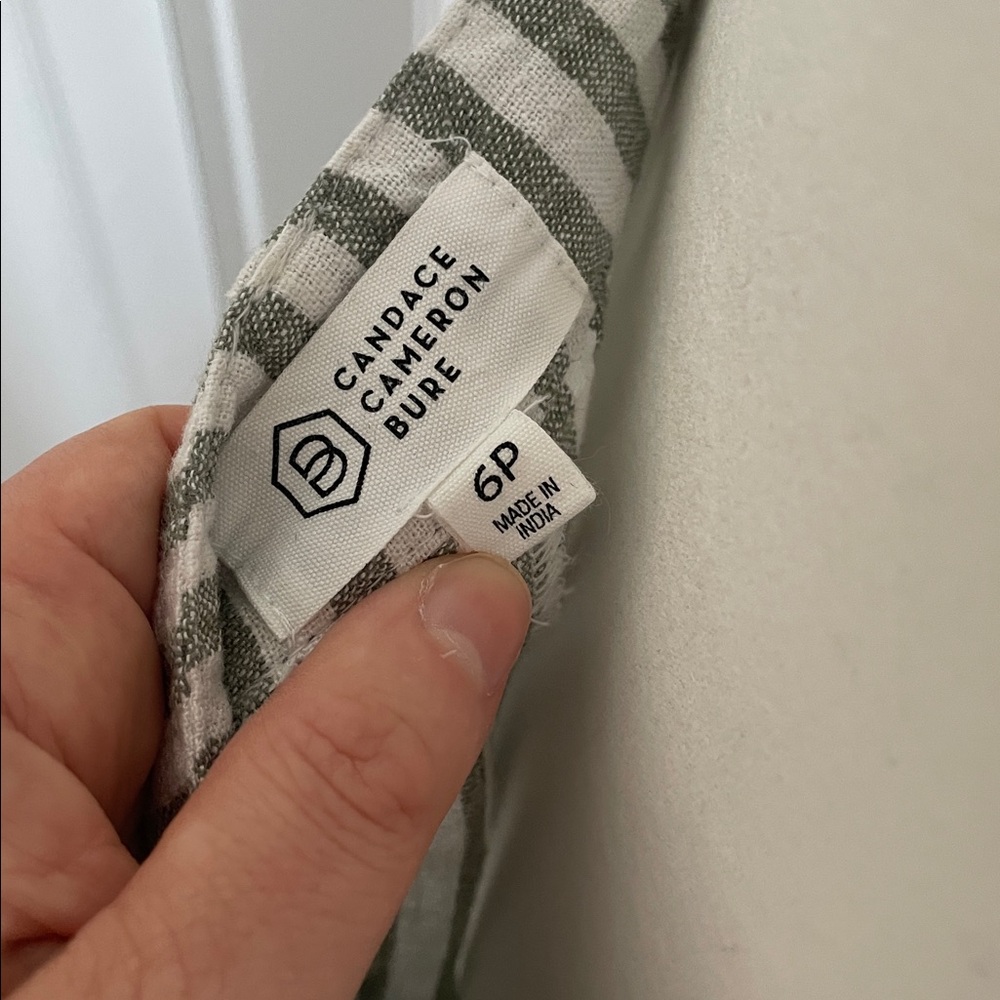 Striped Green and White Wide-Leg Pants 6P - Picture 5 of 5
